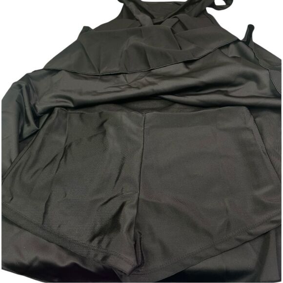 Black High Neck Tummy Control Swimdress - Picture 9 of 12